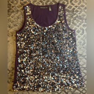 Black Label Purple Sequin Scoop Neck Tank